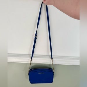 Michael Kors Cobalt Blue Crossbody with Gold Chains
